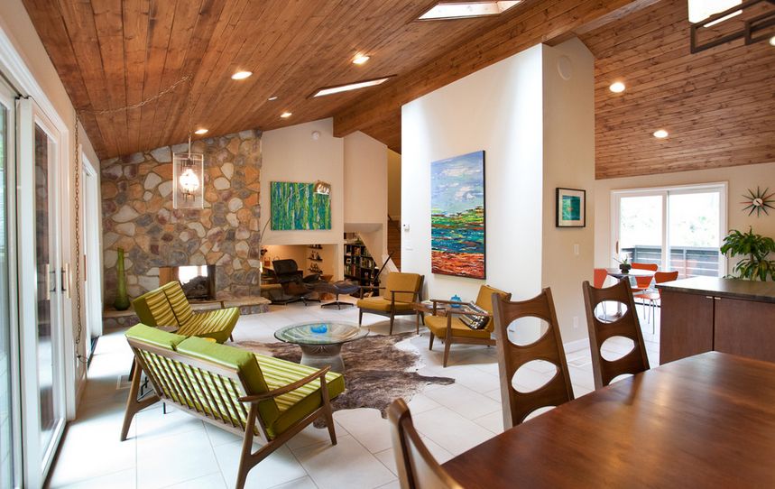 Wood ceiling power for a ranch style