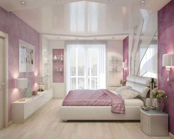 Дизайн натяжных потолков в спальне
