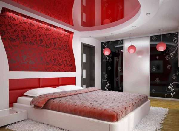 Дизайн интерьера спальни в красных тонах