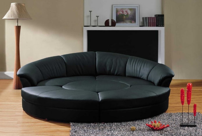 овальный раскладной диван в интерьере