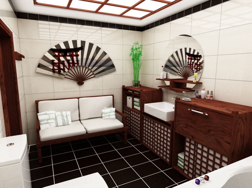 современный дизайн ванной комнаты в японском стиле
