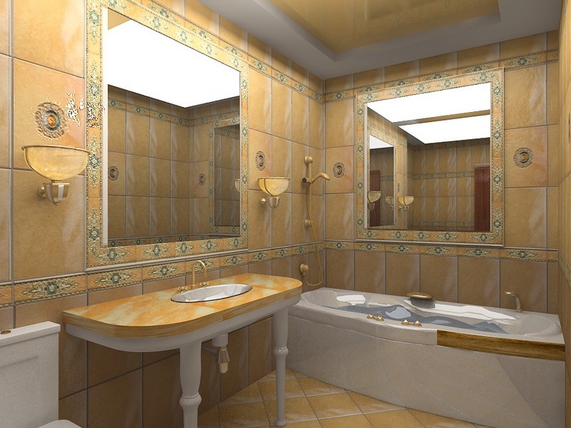 современный дизайн ванной комнаты зеркала в стенах