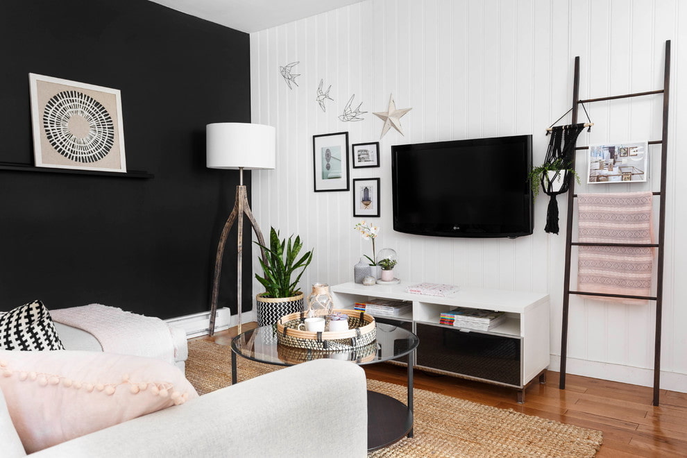 Черно-белый дизайн комнаты в квартире