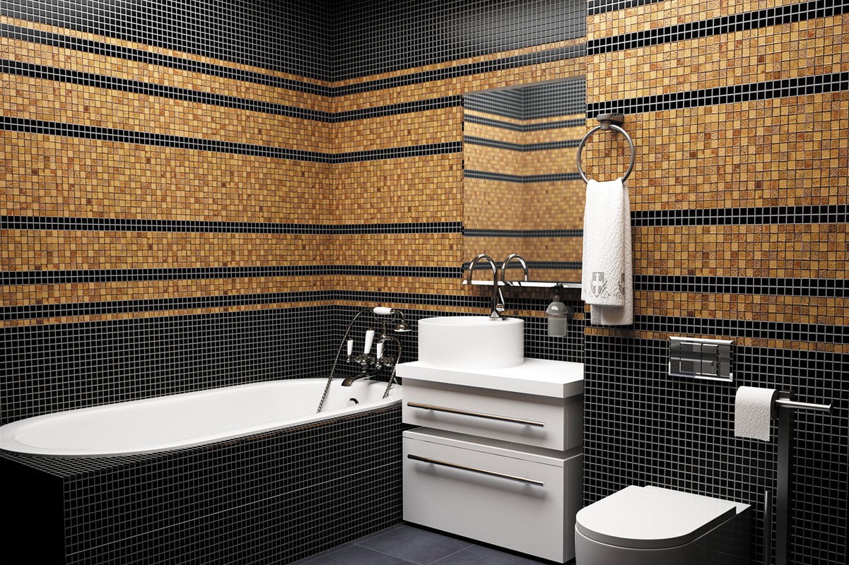 ванная комната 2019 с мозаичной плиткой