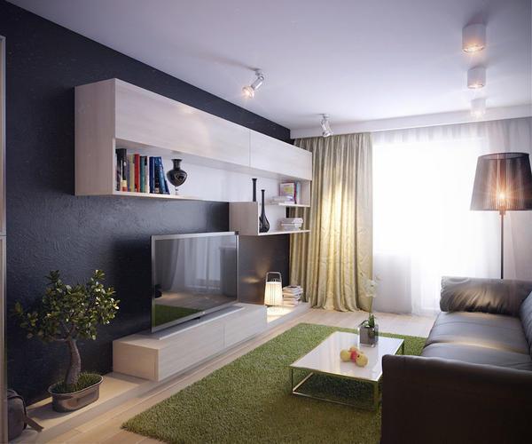Рекомендуется сочетать цвета в небольших гостиных, например, выбрать одинаковое цветовое решение для дивана и обоев