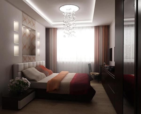 Визуально расширить пространство в спальной комнате можно при помощи зеркальных поверхностей