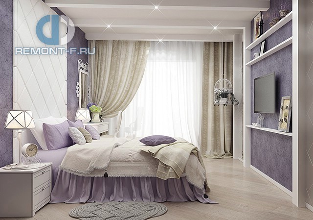 Спальня в квартире в стиле прованс с декоративной клеткой 