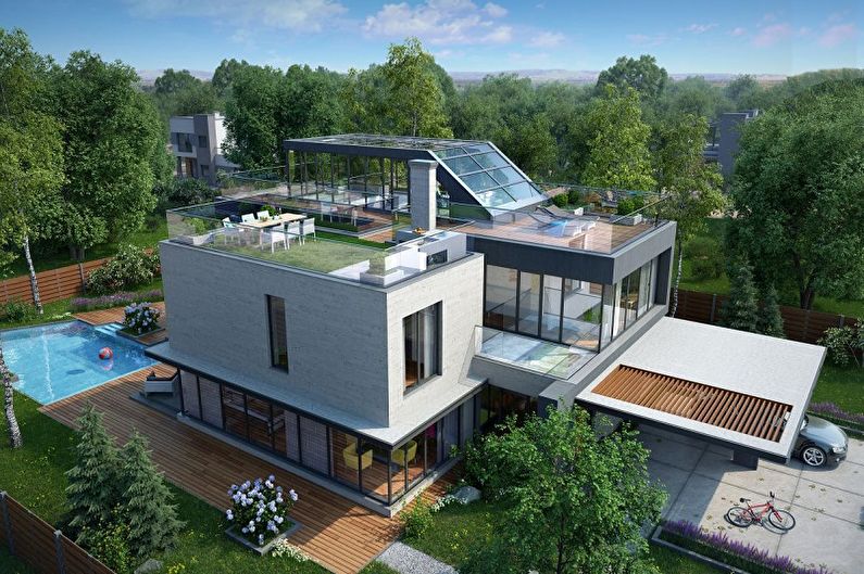 Современные проекты двухэтажных домов - Двухэтажный дом с плоской крышей