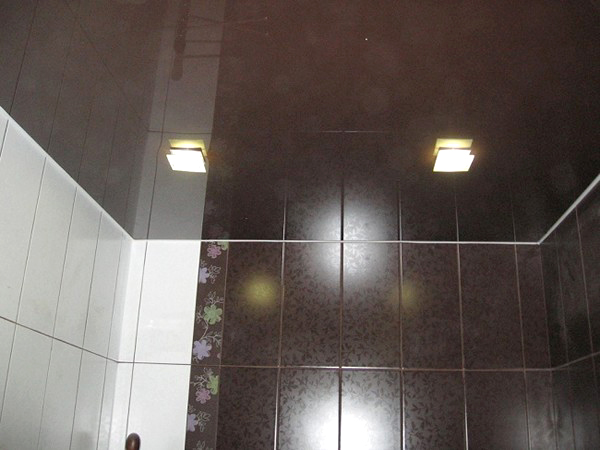 черный натяжной потолок в ванной фото