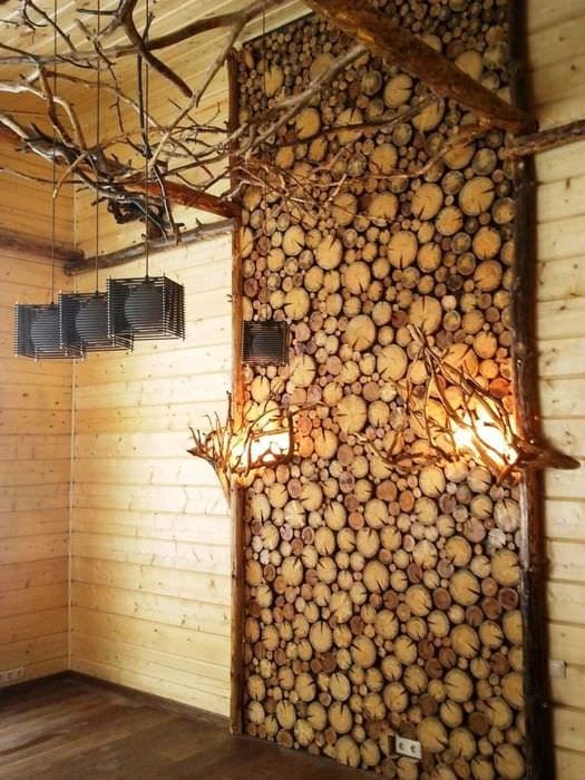 идея светлого декора комнаты деревом своими руками