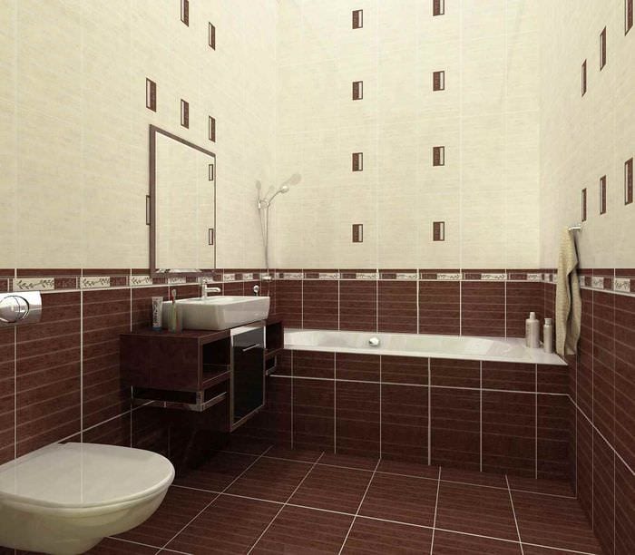 вариант красивого стиля укладки плитки в ванной комнате