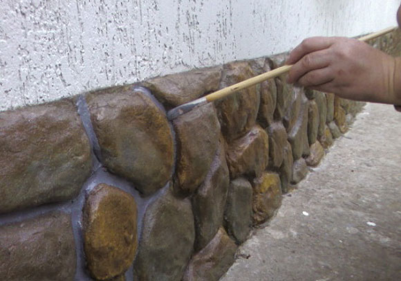 декоративная штукатурка фундамента под камень